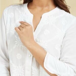 Tempo Paris White Embroidered Top